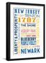 New Jersey - Typography-Lantern Press-Framed Art Print