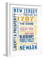 New Jersey - Typography-Lantern Press-Framed Art Print