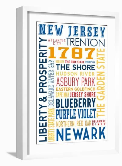 New Jersey - Typography-Lantern Press-Framed Art Print