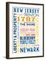 New Jersey - Typography-Lantern Press-Framed Art Print