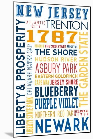 New Jersey - Typography-Lantern Press-Mounted Art Print
