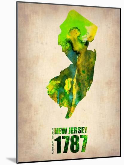 New Jersey Watercolor Map-NaxArt-Mounted Art Print