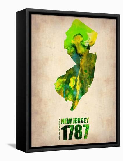 New Jersey Watercolor Map-NaxArt-Framed Stretched Canvas
