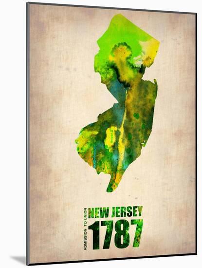 New Jersey Watercolor Map-NaxArt-Mounted Art Print