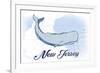 New Jersey - Whale - Blue - Coastal Icon-Lantern Press-Framed Premium Giclee Print