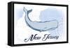 New Jersey - Whale - Blue - Coastal Icon-Lantern Press-Framed Stretched Canvas