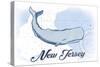 New Jersey - Whale - Blue - Coastal Icon-Lantern Press-Stretched Canvas