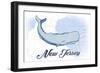 New Jersey - Whale - Blue - Coastal Icon-Lantern Press-Framed Art Print