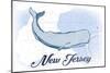 New Jersey - Whale - Blue - Coastal Icon-Lantern Press-Mounted Art Print