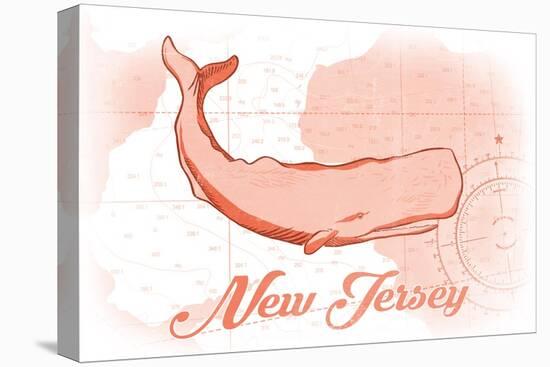 New Jersey - Whale - Coral - Coastal Icon-Lantern Press-Stretched Canvas