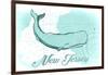 New Jersey - Whale - Teal - Coastal Icon-Lantern Press-Framed Art Print