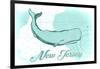 New Jersey - Whale - Teal - Coastal Icon-Lantern Press-Framed Art Print