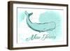 New Jersey - Whale - Teal - Coastal Icon-Lantern Press-Framed Art Print