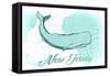 New Jersey - Whale - Teal - Coastal Icon-Lantern Press-Framed Stretched Canvas