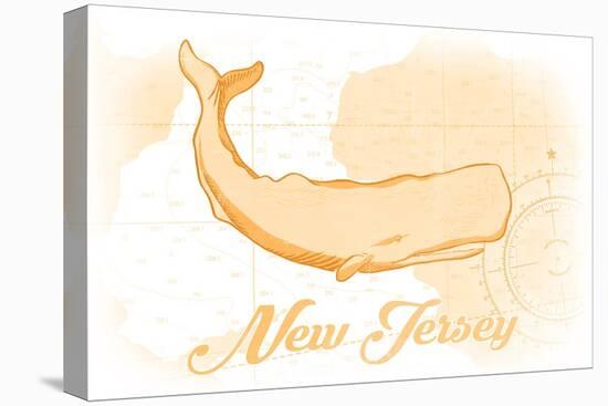 New Jersey - Whale - Yellow - Coastal Icon-Lantern Press-Stretched Canvas