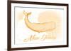 New Jersey - Whale - Yellow - Coastal Icon-Lantern Press-Framed Art Print