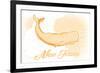 New Jersey - Whale - Yellow - Coastal Icon-Lantern Press-Framed Art Print