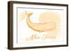 New Jersey - Whale - Yellow - Coastal Icon-Lantern Press-Framed Art Print