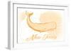 New Jersey - Whale - Yellow - Coastal Icon-Lantern Press-Framed Art Print