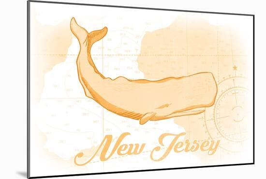 New Jersey - Whale - Yellow - Coastal Icon-Lantern Press-Mounted Art Print