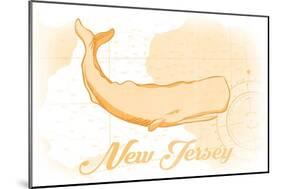 New Jersey - Whale - Yellow - Coastal Icon-Lantern Press-Mounted Art Print