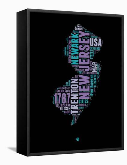 New Jersey Word Cloud 1-NaxArt-Framed Stretched Canvas