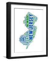 New Jersey Word Cloud Map-NaxArt-Framed Art Print