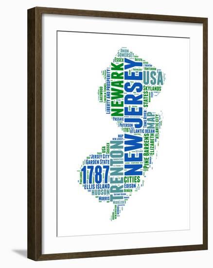 New Jersey Word Cloud Map-NaxArt-Framed Art Print