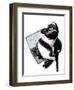 New Job Penguin on White, 2020, (Pen and Ink)-Mike Davis-Framed Giclee Print