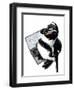 New Job Penguin on White, 2020, (Pen and Ink)-Mike Davis-Framed Giclee Print