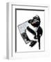 New Job Penguin on White, 2020, (Pen and Ink)-Mike Davis-Framed Giclee Print