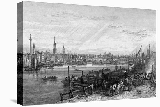 New London Bridge 1826-George Cooke-Stretched Canvas