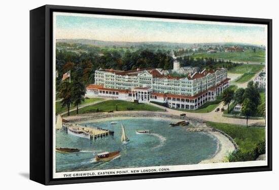 New London, Connecticut, Aerial View of the Eastern Point of the Griswold Hotel-Lantern Press-Framed Stretched Canvas