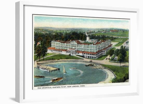 New London, Connecticut, Aerial View of the Eastern Point of the Griswold Hotel-Lantern Press-Framed Art Print