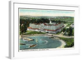 New London, Connecticut, Aerial View of the Eastern Point of the Griswold Hotel-Lantern Press-Framed Art Print