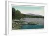 New London, New Hampshire, View of Pleasant Lake and Kearsarge Mountain-Lantern Press-Framed Art Print