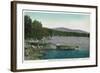New London, New Hampshire, View of Pleasant Lake and Kearsarge Mountain-Lantern Press-Framed Art Print