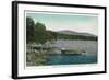 New London, New Hampshire, View of Pleasant Lake and Kearsarge Mountain-Lantern Press-Framed Art Print