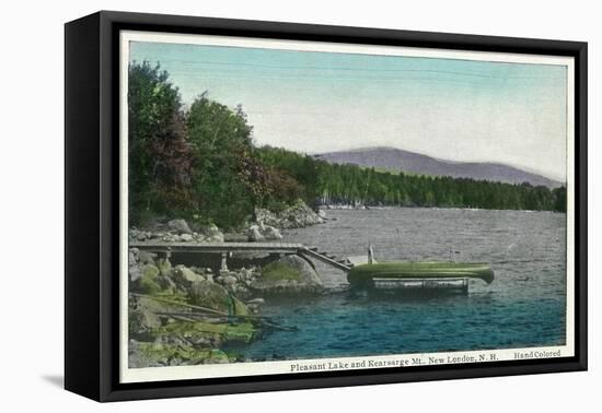 New London, New Hampshire, View of Pleasant Lake and Kearsarge Mountain-Lantern Press-Framed Stretched Canvas