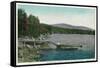 New London, New Hampshire, View of Pleasant Lake and Kearsarge Mountain-Lantern Press-Framed Stretched Canvas