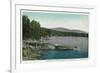 New London, New Hampshire, View of Pleasant Lake and Kearsarge Mountain-Lantern Press-Framed Premium Giclee Print