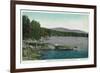 New London, New Hampshire, View of Pleasant Lake and Kearsarge Mountain-Lantern Press-Framed Premium Giclee Print