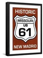 New Madrid, Missouri - US 61 Sign-Lantern Press-Framed Art Print