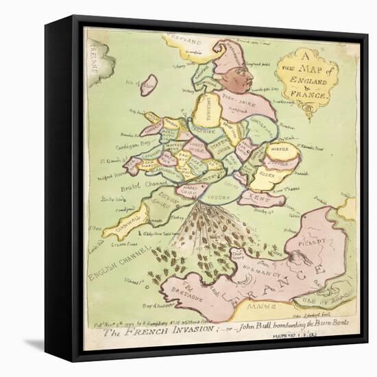 New Map of England and France, the French Invasion, 1793-James Gillray-Framed Stretched Canvas