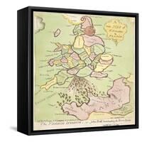 New Map of England and France, the French Invasion, 1793-James Gillray-Framed Stretched Canvas