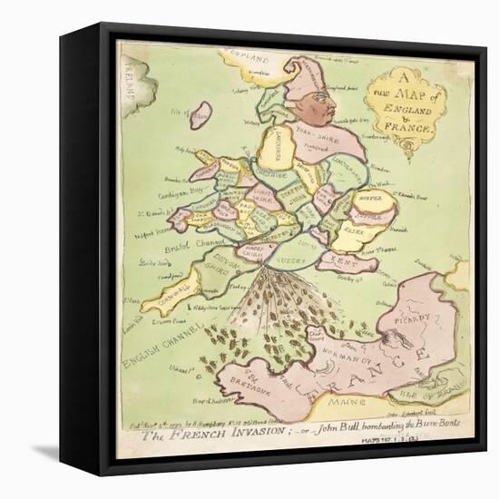 New Map of England and France, the French Invasion, 1793-James Gillray-Framed Stretched Canvas