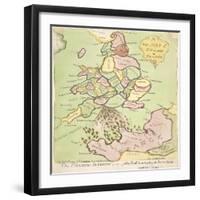 New Map of England and France, the French Invasion, 1793-James Gillray-Framed Giclee Print