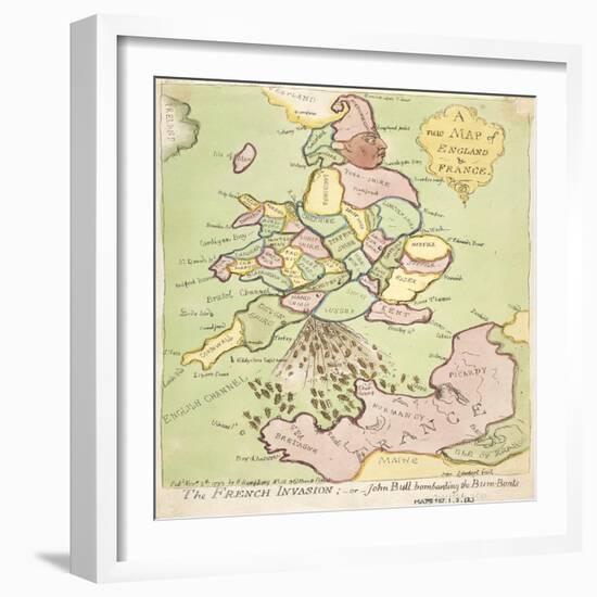 New Map of England and France, the French Invasion, 1793-James Gillray-Framed Giclee Print