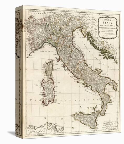 New Map of Italy with the Islands of Sicily, Sardinia and Corsica, c.1790-Thomas Kitchin-Stretched Canvas