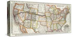 New Map of the American Overland Route, c.1879-null-Stretched Canvas